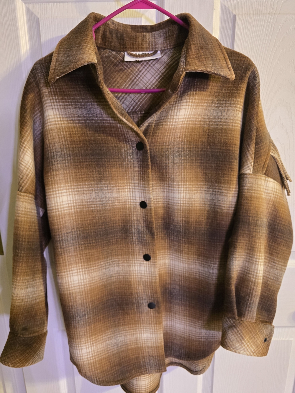 BB Dakota Brown Plaid Button-Up Sweater Shirt